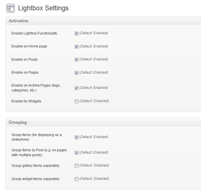 اسکرین شات تنظیمات Simple Lightbox 